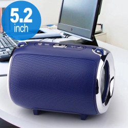 Aluminum Drum Style Portable Bluetooth Speaker with Carry Strap S518 (Blue)